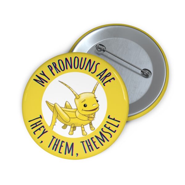 Grasshopper Pronoun Pin Button | Gender Rainbow |They, Them, Themself