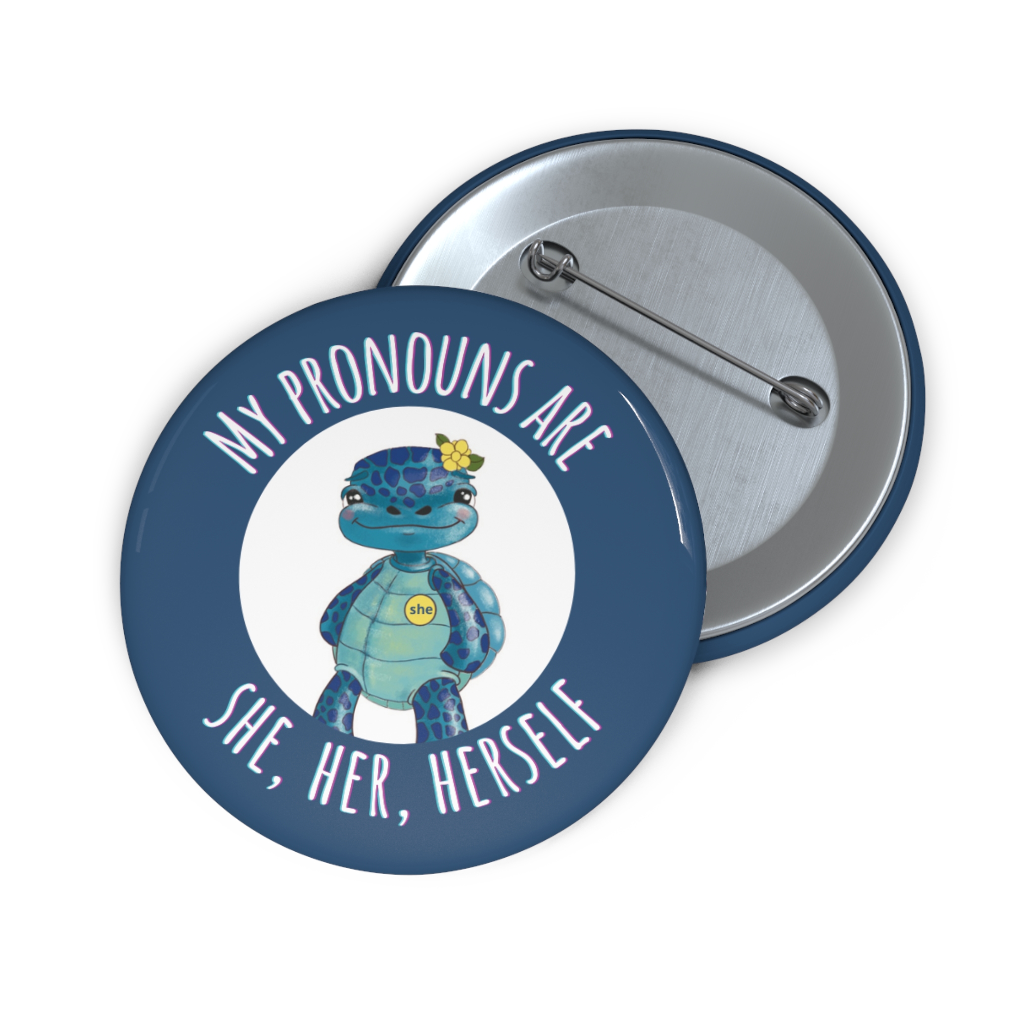 Turtle Pronoun Pin Button | She, Her, Herself | Gender Rainbow - Image 3